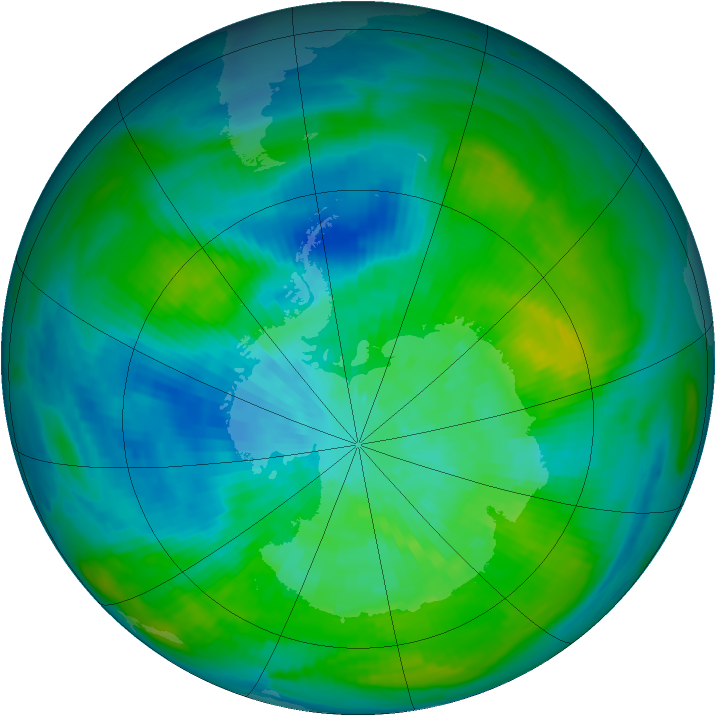 Antarctic ozone map for 17 March 1980